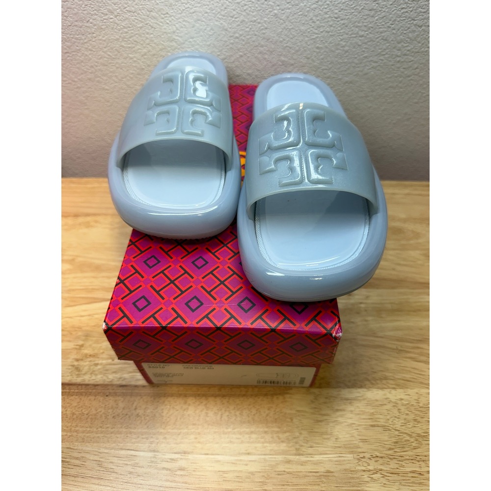 Tory Burch Bubble Jelly Slide Sandals Dew Blue 85010 Womens 7B